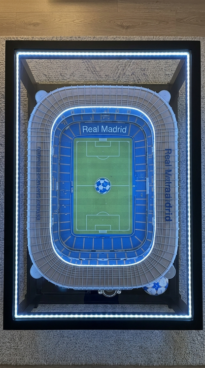 Top-down view of the Football Stadium Table pitch under tempered glass